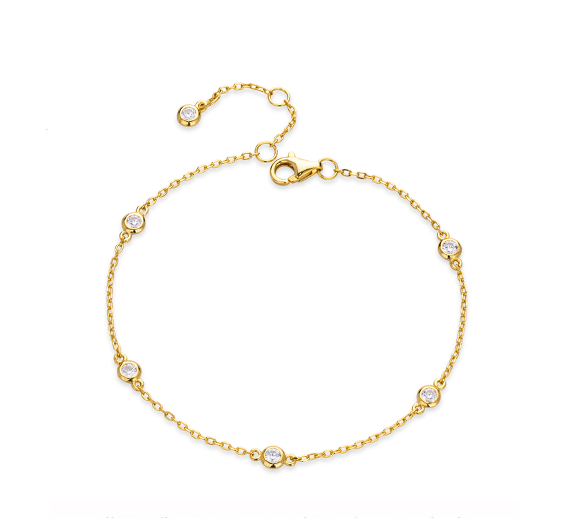 Dainty Bezel Set CZ Satellite Chain Bracelet for Women